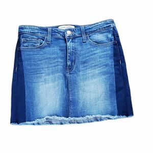 Flying Monkey High Waisted Two Toned Denim Mini Skirt
